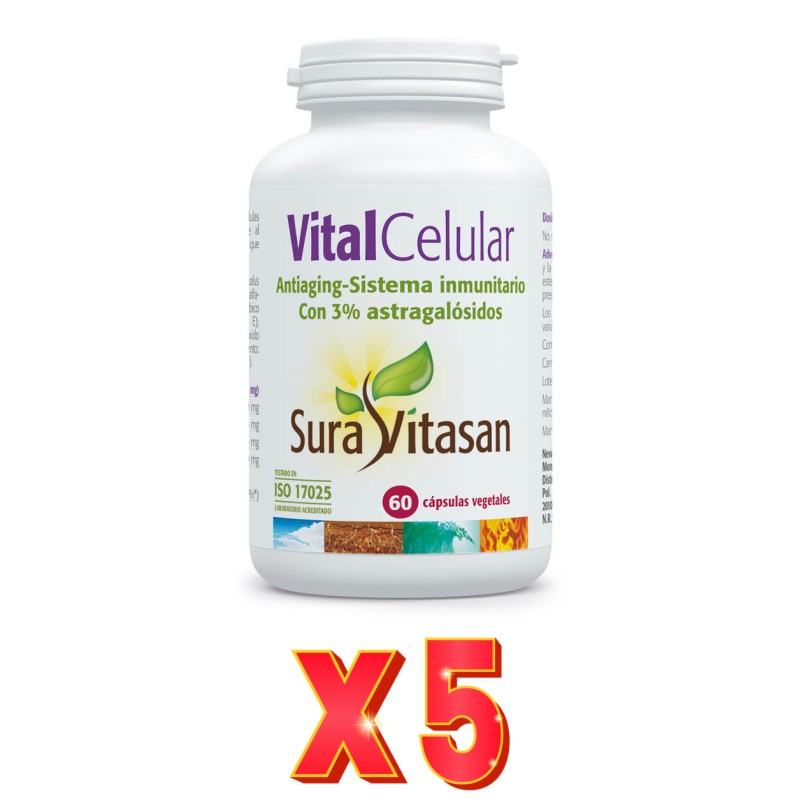 Pack de 5 unidades Vital Celular 60 Cápsulas Sura Vitasan Pack de 5 unidades Vital Celular 60 Cápsulas Sura Vitasan
