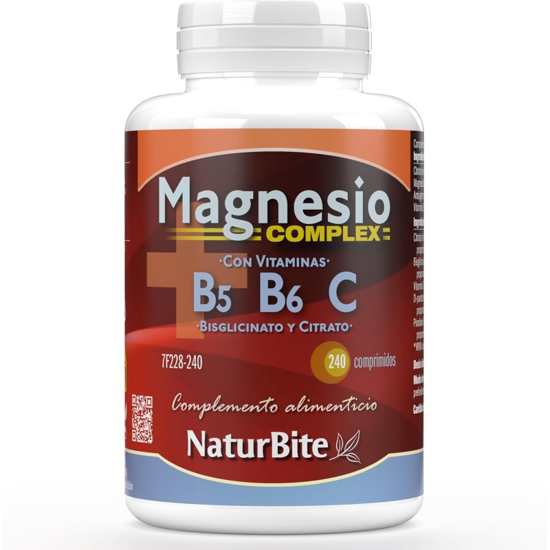 Magnesio Complex Con Vitaminas B5 B6 Y C240 Comp Naturbite