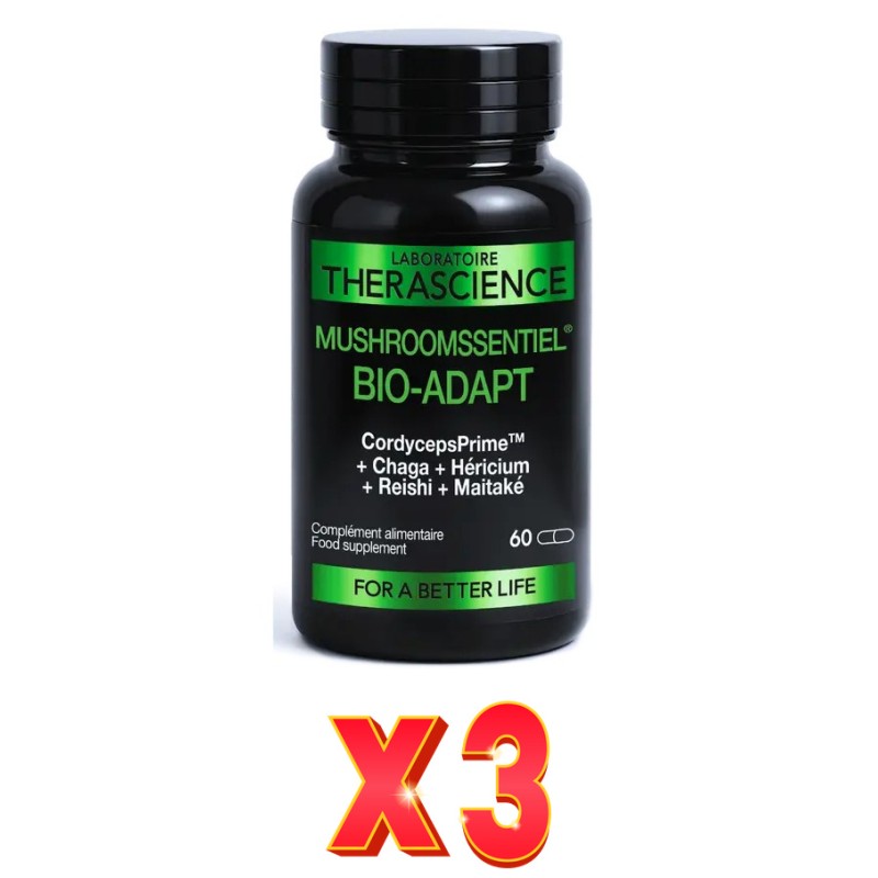 Pack de 3 unidades Mushroomssentiel Bio-Adapt 60 Cápsulas Laboratorio Therascience Pack de 3 unidades Mushroomssentiel Bio-Adapt 60 Cápsulas Laboratorio Therascience