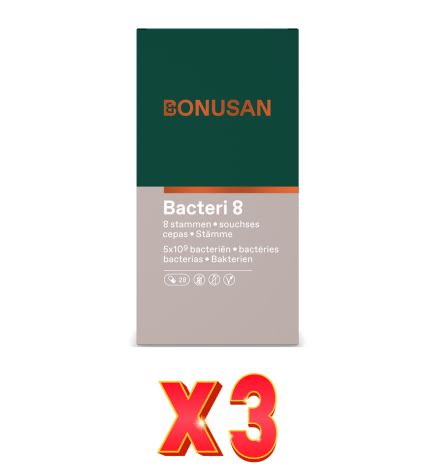Pack de 3 unidades Bacteri 8 Cápsulas 28 Cápsulas Gastrorresistentes Bonusan