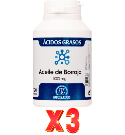 Pack de 3 unidades Aceite Borraja 1000 Mg 120 Perlas EQUISALUD