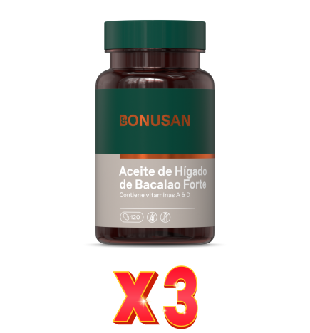 Pack de 3 unidades Aceite De Hígado De Pescado Forte 120 Perlas Bonusan