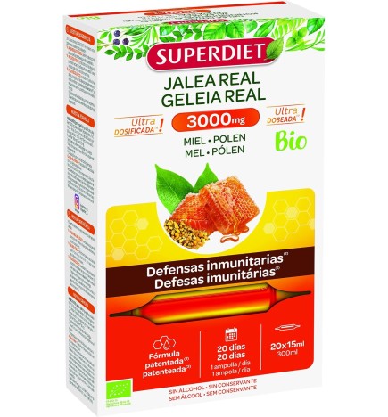 Jalea Real Miel + Polen Bio 3000Mg 20 Ampollas Superdiet