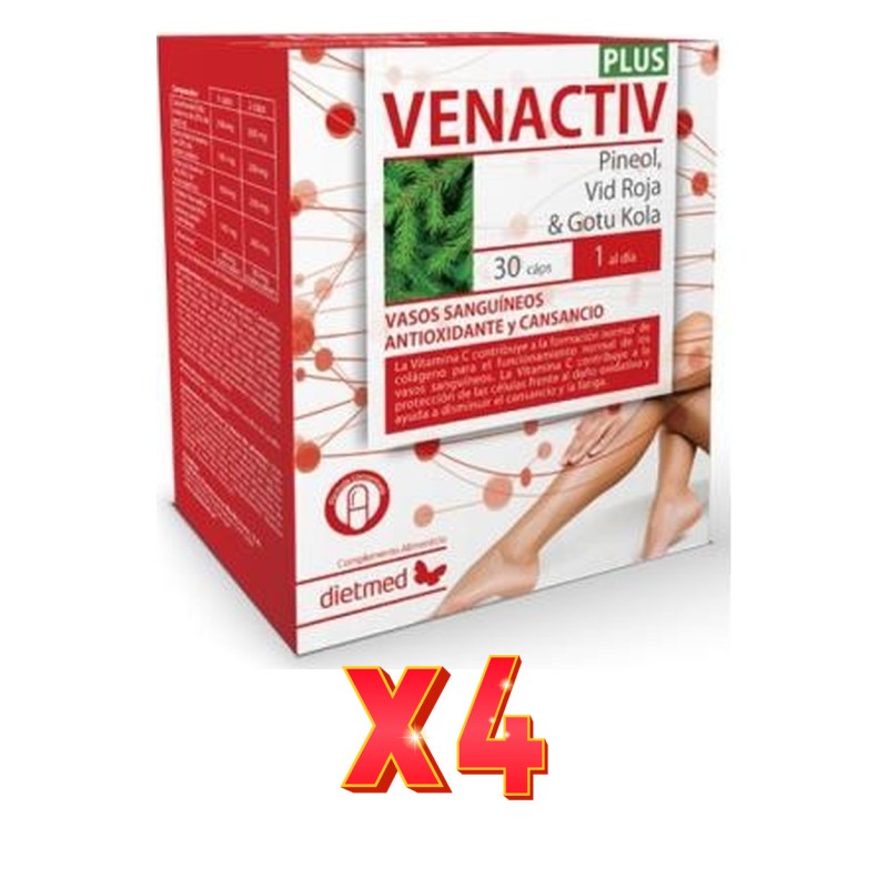 Pack de 4 unidades Venactiv Plus 30 Cápsulas Dietmed