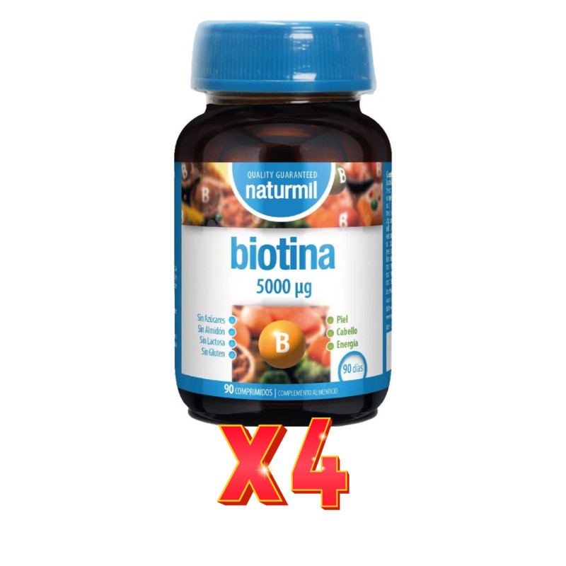 Pack de 4 unidades Biotina 5000 Ug 90 Comprimidos Dietmed