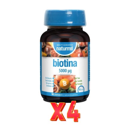 Pack de 4 unidades Biotina 5000 Ug 90 Comprimidos Dietmed