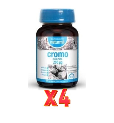 Pack de 4 unidades Crómo 200 Ug (Picolinato) 60 Comprimidos Dietmed