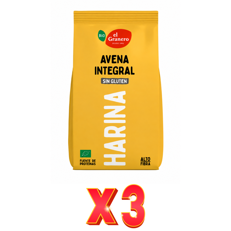 Pack de 3 unidades Harina De Avena Sin Gluten 1 Kg El Granero