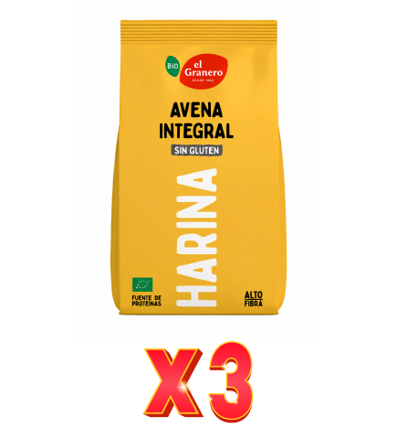 Pack de 3 unidades Harina De Avena Sin Gluten 1 Kg El Granero