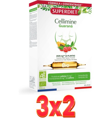 Pack de 3x2 unidades Cellimine Quema Grasas Bio 20 Ampollas Superdiet