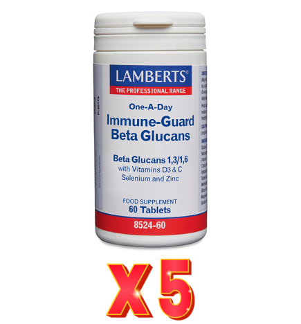 Pack de 5 unidades Immune-Guard Beta Glucanos 60 Tabletas Lamberts
