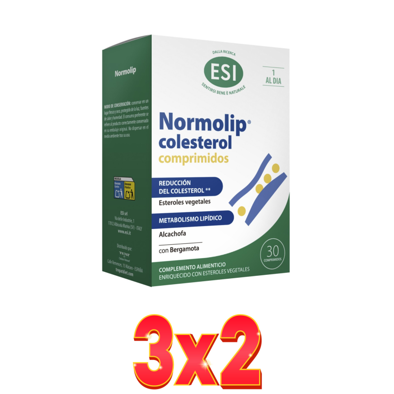 Pack de 3x2 unidades Normolip Colesterol 30 Comprimidos Trepatdiet-Esi Pack de 3x2 unidades Normolip Colesterol 30 Comprimidos Trepatdiet-Esi