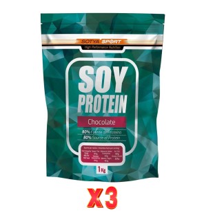 Pack De 3 Unidades Proteina De Soja Isolada Chocolate Doypack 1Kg Sotya Sport