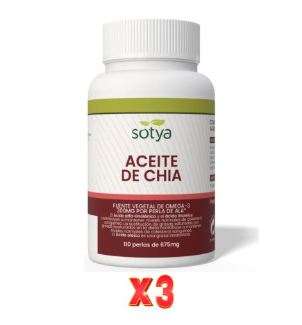 Pack De 3 Unidades Aceite De Chia 675Mg 110 Perlas Sotya