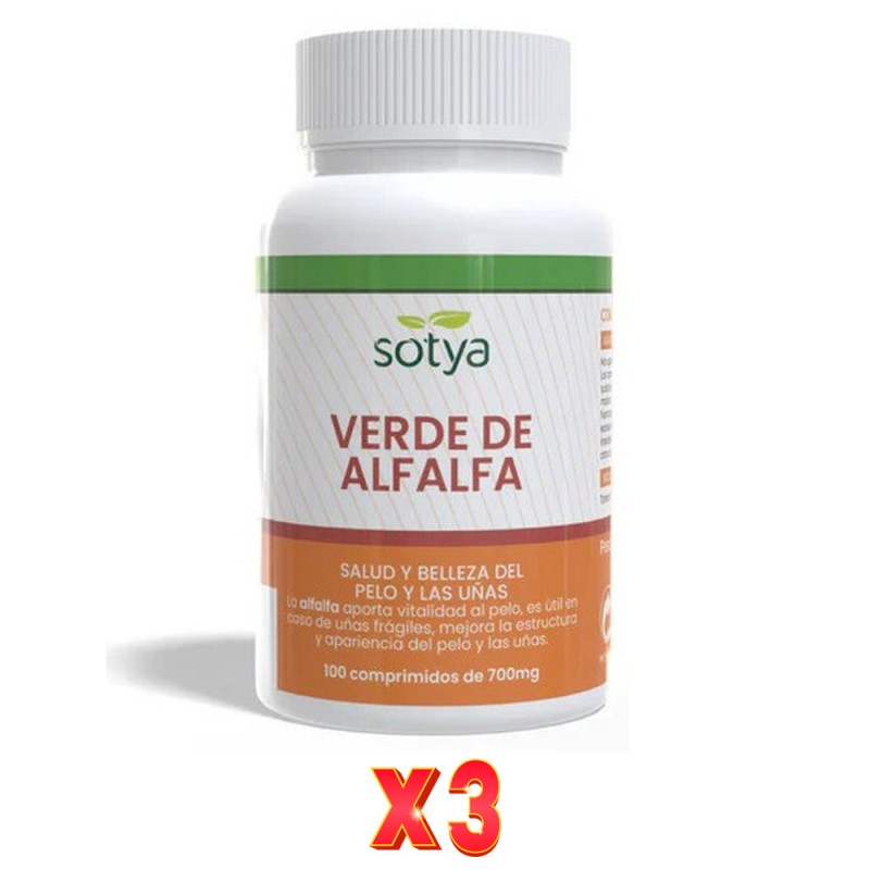 Pack De 3 Unidades Alfalfa 700Mg 100 Comprimidos Sotya Pack De 3 Unidades Alfalfa 700Mg 100 Comprimidos Sotya