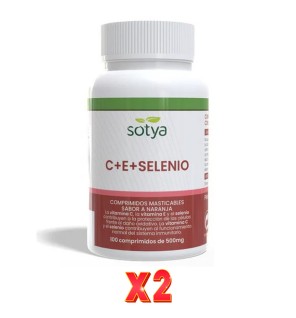 Pack De 2 Unidades Antioxidante Vitamina C,E + Selenio 500Mg 100 Comprimidos Sotya