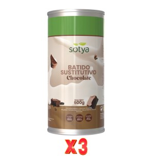 Pack De 3 Unidades Batido Sustitutivo Saciante De Chocolate 600G Sotya