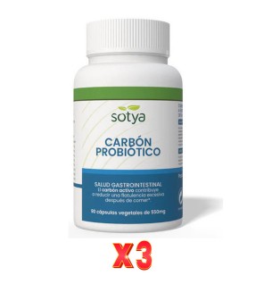 Pack De 3 Unidades Carbon Activo Con Probioticos 550Mg 90 Capsulas Sotya