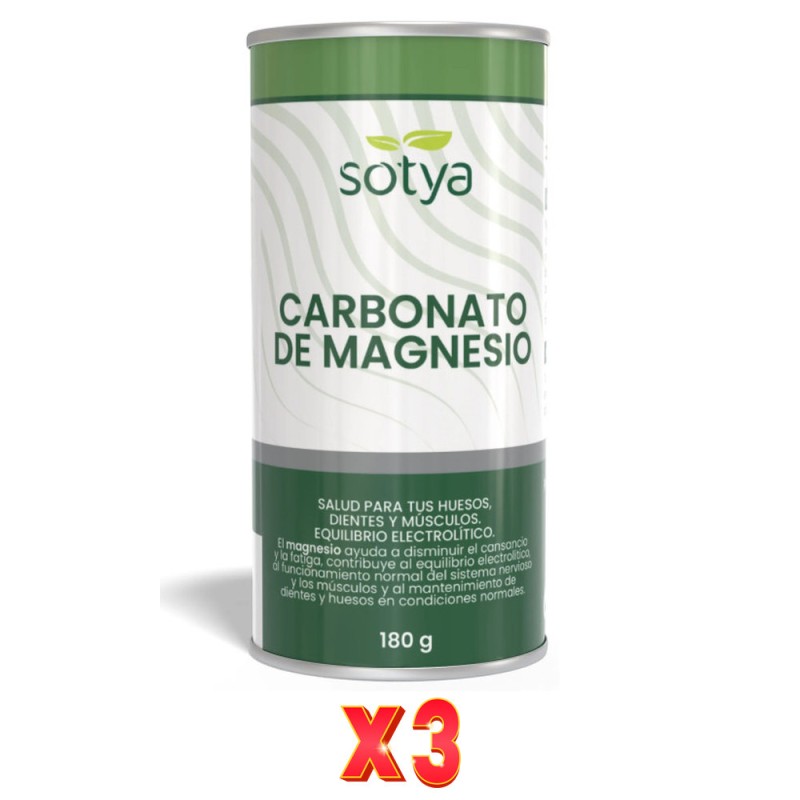 Pack De 3 Unidades Carbonato De Magnesio Neutro Polvo 180G Sotya