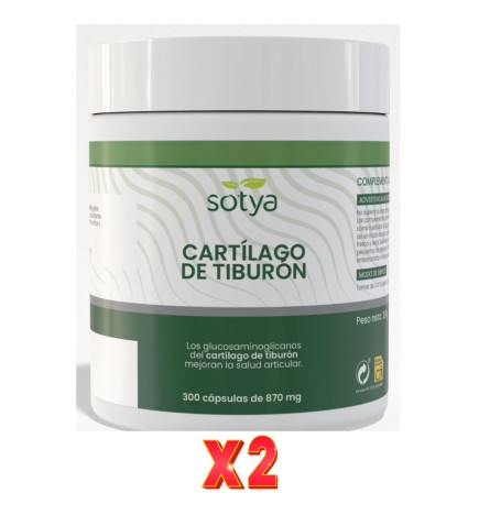 Pack De 2 Unidades Cartilago De Tiburon 870Mg 300 Capsulas Sotya