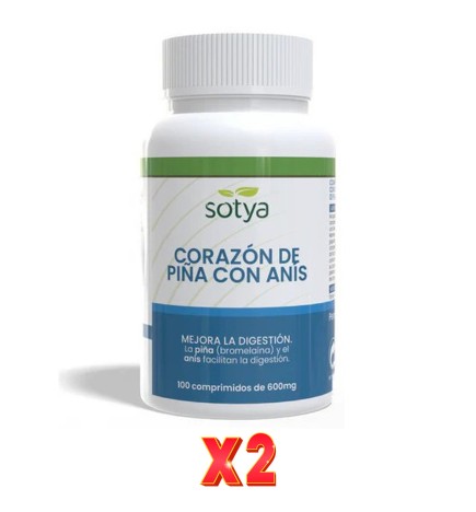 Pack De 2 Unidades Corazon De Piña Masticable 600Mg 100 Comprimidos Sotya