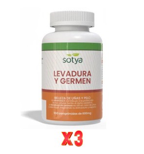 Pack De 3 Unidades Levadura De Cerveza Y Germen De Trigo 600Mg 550 Comprimidos Sotya