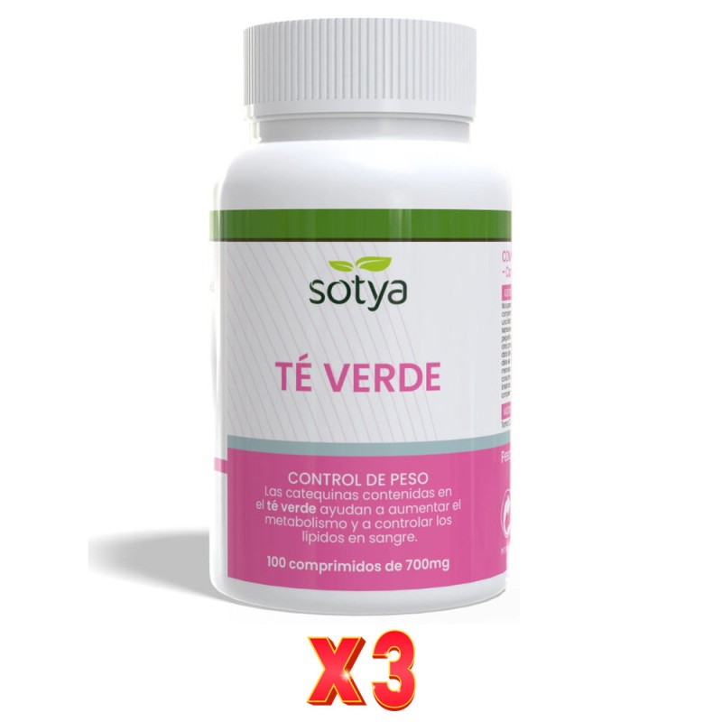 Pack De 3 Unidades Te Verde 700Mg 100 Comprimidos Sotya