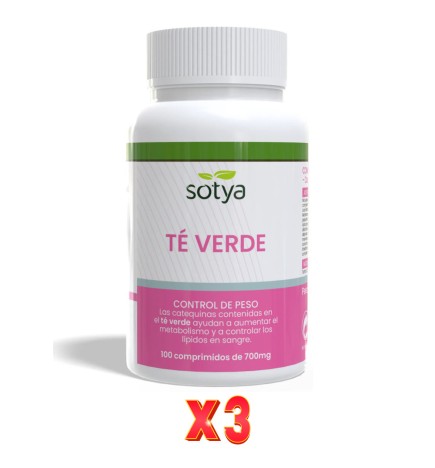 Pack De 3 Unidades Te Verde 700Mg 100 Comprimidos Sotya