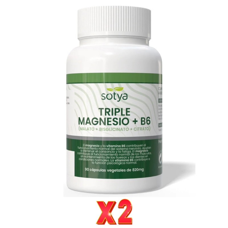 Pack De 2 Unidades Triple Magnesio+B6 820Mg 90Caps Sotya