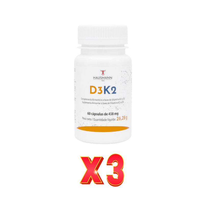 Pack de 3 unidades D3 + K2 60 Cápsulas Hausmann