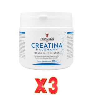 Pack de 3 unidades Creatina 200 Gramos Hausmann