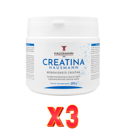 Pack de 3 unidades Creatina 200 Gramos Hausmann