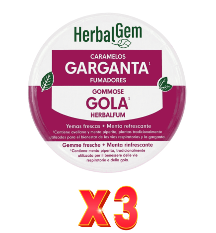 Pack de 3 unidades Caramelos Garganta Fumadores 45 Gramos Herbalgem