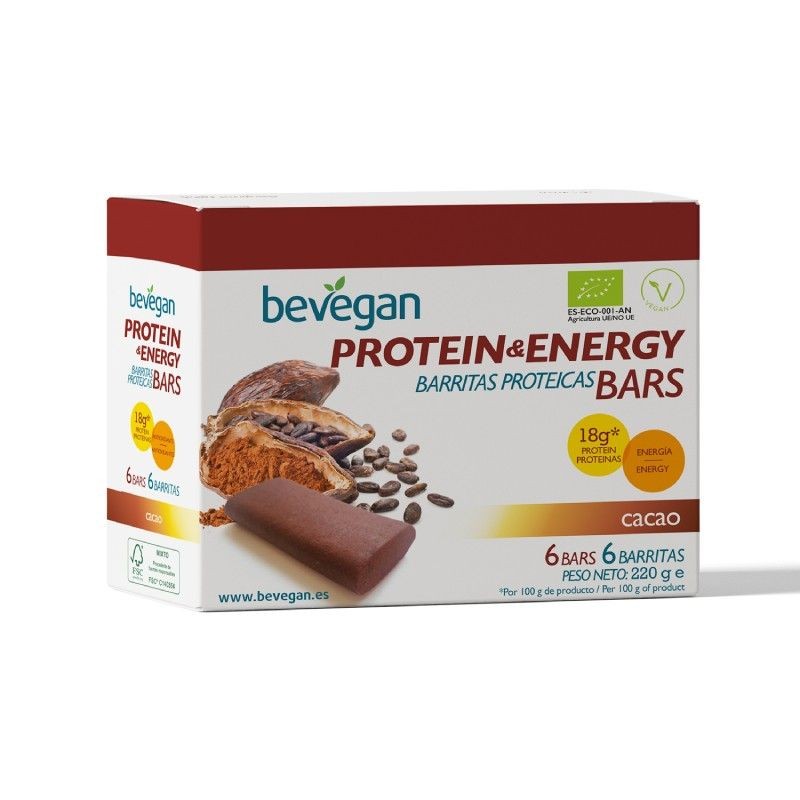 Barritas cacao portein-energy 6x36 gramos de BEVEGAN