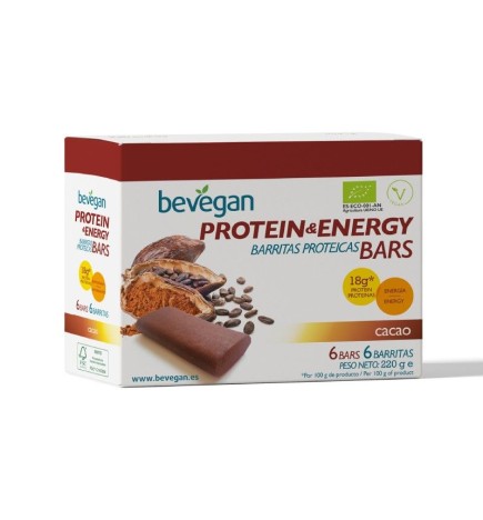 Barritas cacao portein-energy 6x36 gramos de BEVEGAN