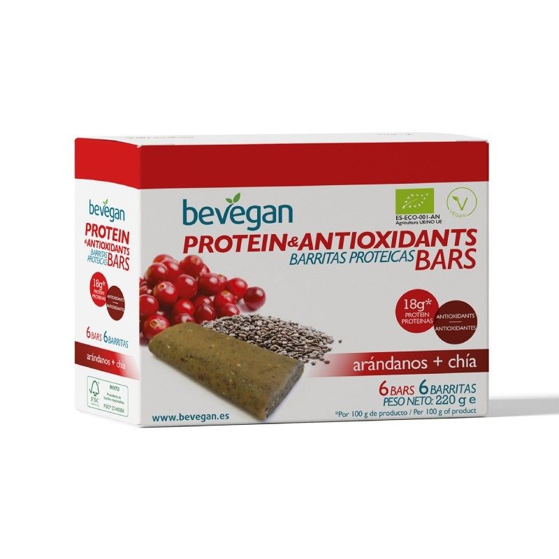Barritas arandano+chia protein-antioxidant 6x36 gramos de BEVEGAN Barritas arandano+chia protein-antioxidant 6x36 gramos de BEVEGAN