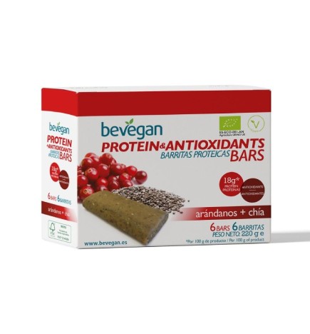 Barritas arandano+chia protein-antioxidant 6x36 gramos de BEVEGAN