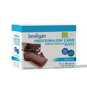 Barrita proteica baja en carbohidratos brownie 6x36 gramos de BEVEGAN