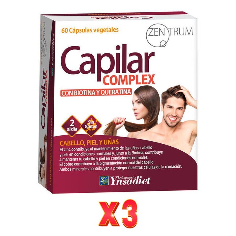 Pack De 3 Unidades Capilar Complex 60 Caps. Zentrum Ynsadiet Pack De 3 Unidades Capilar Complex 60 Caps. Zentrum Ynsadiet