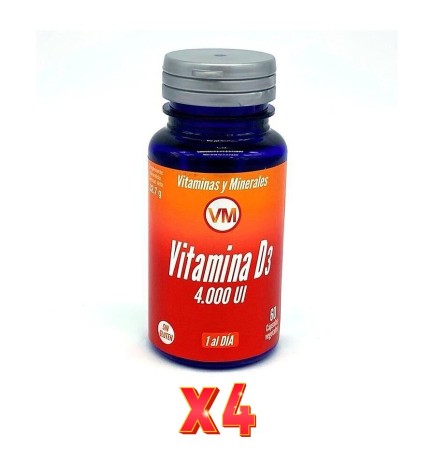 Pack De 4 Unidades Vitamina D3 60 Cap. Vit.Min. 4000 Ui Vm Ynsadiet