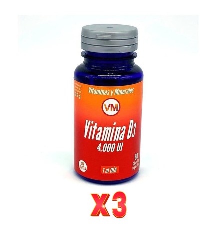 Pack De 3 Unidades Vitamina D3 60 Cap. Vit.Min. 4000 Ui Vm Ynsadiet