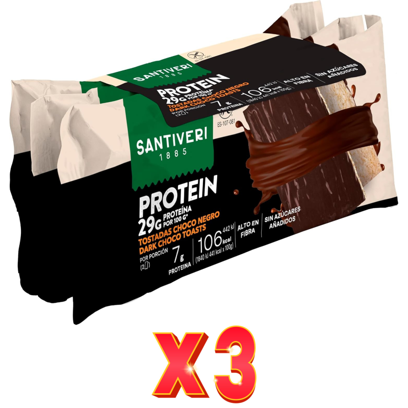 Pack de 3 unidades Tostadas Protein Choco N. 2*3 Santiveri