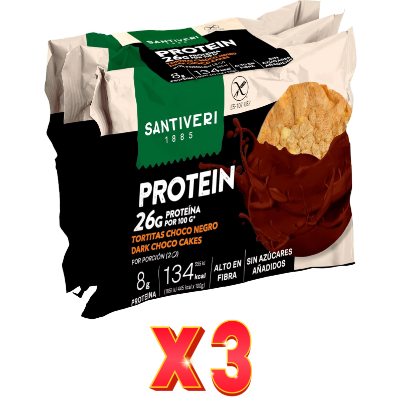 Pack de 3 unidades Tortitas Protein Choco N. 2*3 Santiveri