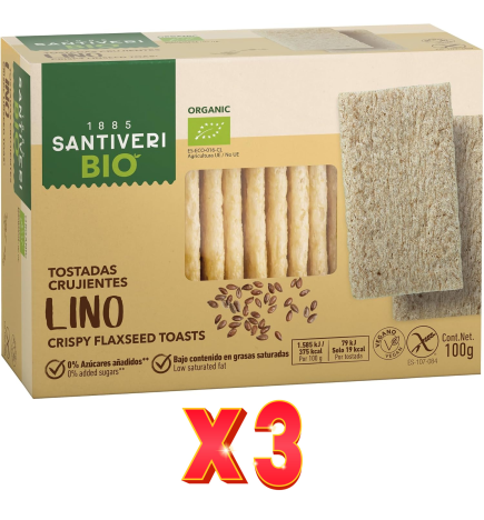 Pack de 3 unidades Tostadas Lino 20 Tostadas Santiveri