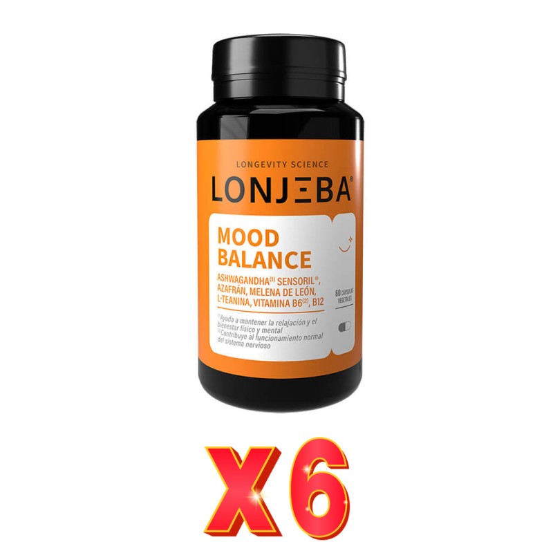 Pack de 6 unidades Mood Balance 60 Cápsulas Lonjeba Pack de 6 unidades Mood Balance 60 Cápsulas Lonjeba
