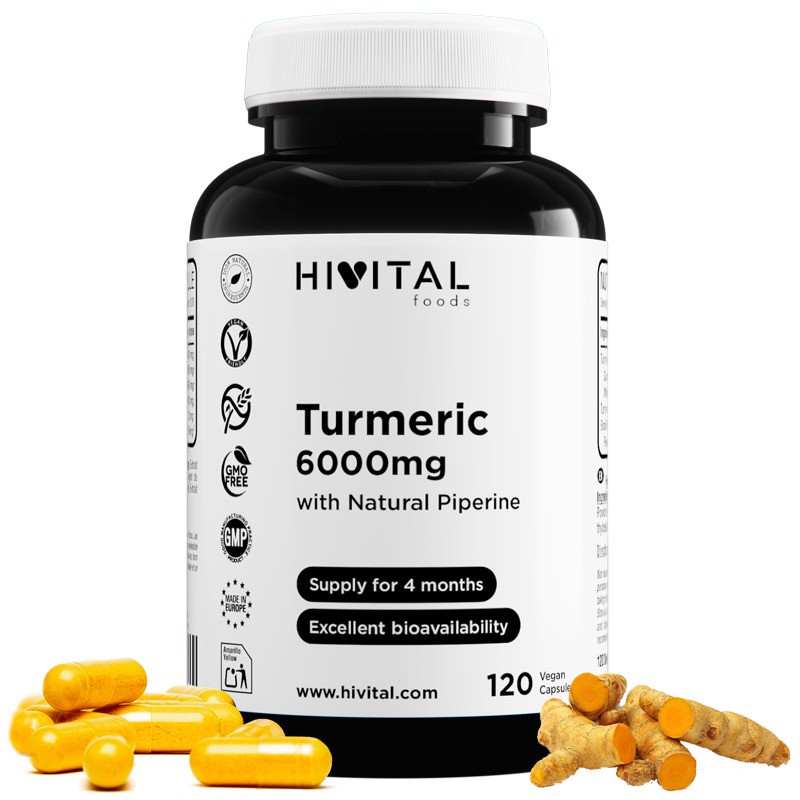 Turmeric Extract 6000 (Cúrcuma) 120 Cápsulas Vegetales Hivital