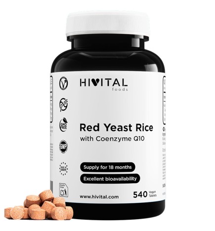 Red Yeast Rice (Levadura de Arroz Rojo) 540 Comprimidos Veganos Hivital