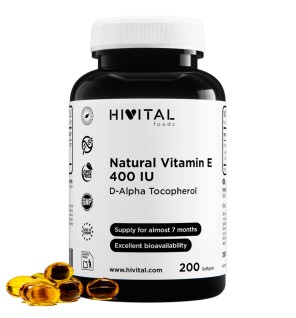 Vitamina E Natural 400IU 200 Perlas Hivital