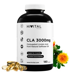 CLA 3000mg 180 Perlas de Aceite Vegetal de Cártamo Hivital