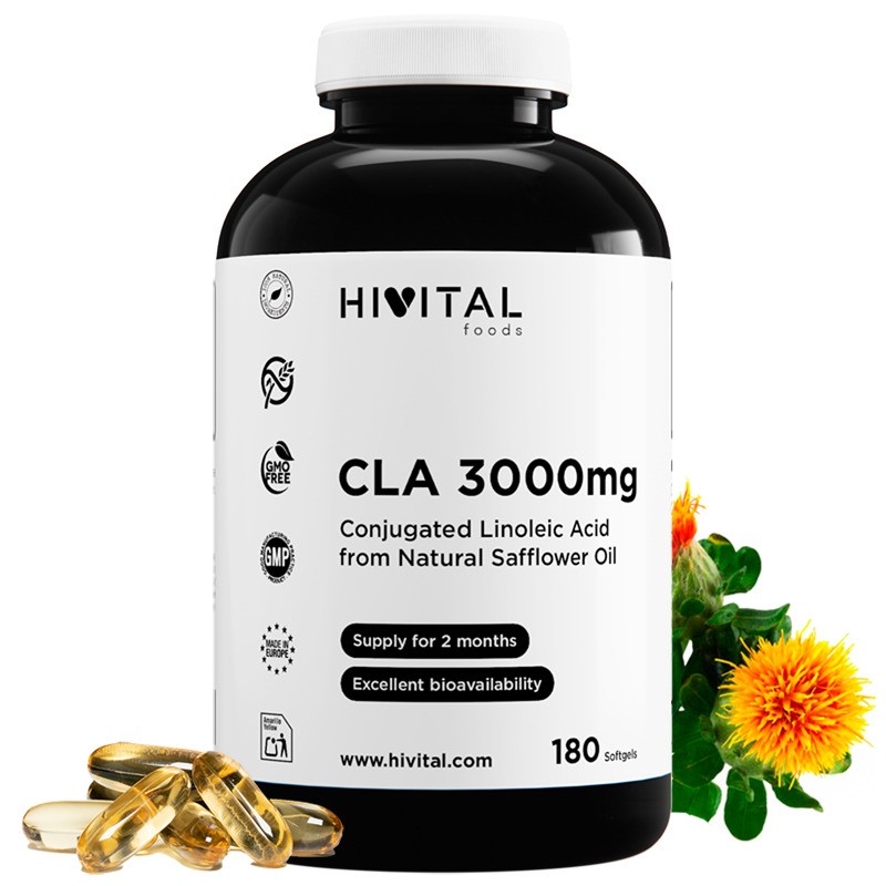 CLA 3000mg 180 Perlas de Aceite Vegetal de Cártamo Hivital